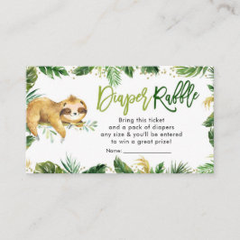 Tropical Boy Sloth Baby shower Luier Raffle Informatiekaartje
