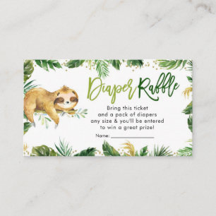 Tropical Boy Sloth Baby shower Luier Raffle Informatiekaartje