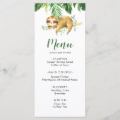 Tropical Boy Sloth Baby shower Menu (Voorkant)