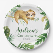 Tropical Boy Sloth Baby shower papier Bord (Voorkant)