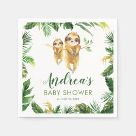 Tropical Boy Sloth Baby shower Papier Servet