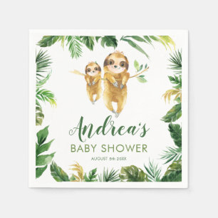 Tropical Boy Sloth Baby shower Papier Servet