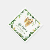 Tropical Boy Sloth Baby shower Papier Servet (Hoek)