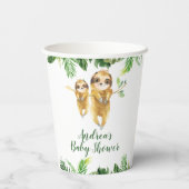 Tropical Boy Sloth Baby shower papieren beker (Achterkant)