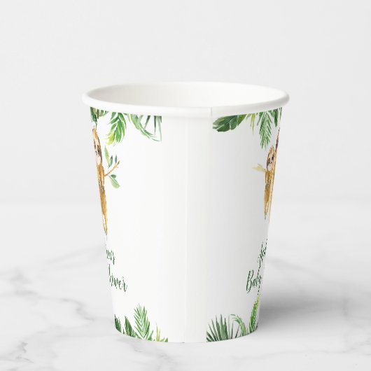 Tropical Boy Sloth Baby shower papieren beker (Rechts)