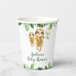 Tropical Boy Sloth Baby shower papieren beker
