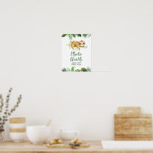 Tropical Boy Sloth Baby shower Photo Booth Sign Poster (Keuken)