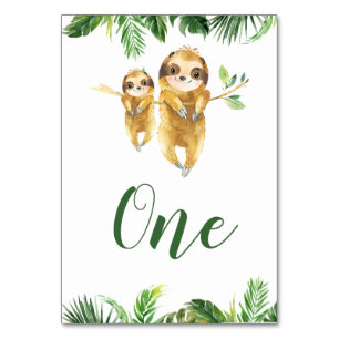 Tropical Boy Sloth Baby shower Tafelnummer
