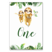 Tropical Boy Sloth Baby shower Tafelnummer (Achterkant)