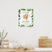 Tropical Boy Sloth Baby shower Welkomstbord Poster (Keuken)