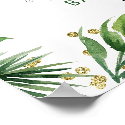 Tropical Boy Sloth Baby shower Welkomstbord Poster (Hoek)