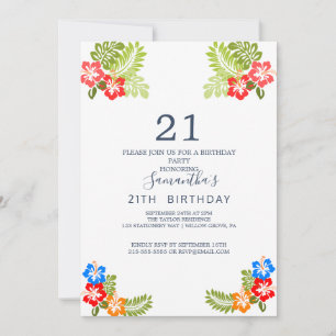 Tropical Breeze 21e Verjaardagsuitnodiging Kaart