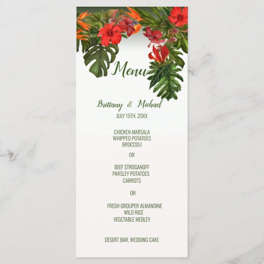 Tropical Breeze Floral Wedding Menu (Voorkant)