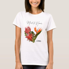 Tropical Breeze Maid of Honor Floral Wedding T-shirt