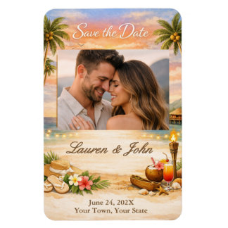 Tropical Breeze Photo Save The Date Wedding Magnet Magneet