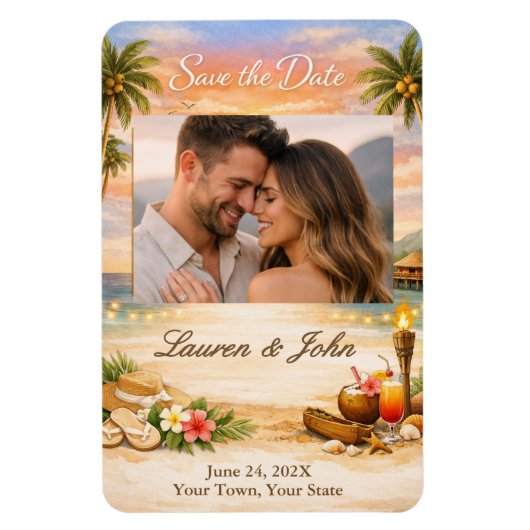 Tropical Breeze Photo Save The Date Wedding Magnet Magneet (Verticaal)