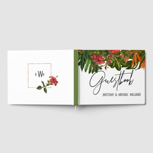 Tropical Breeze Wedding Memory Gastenboek Monogram (Volledig)