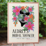 Tropical Bridal Lingerie Vrijgezellenfeest Event S Poster<br><div class="desc">Verzamel de meisjes en vier de prachtige bruid om met een tropisch en sexy lingerie thema vrijgezellenfeest te zijn. Zet de toon voor een zorgeloze viering van plezier met een geïllustreerde doucheuitnodiging met geïllustreerde tropische bloemen op fuchsia roze, sappig sinaasappel, groen groen en maagdenpalmblauw met een heet stuk, zwart en...</div>