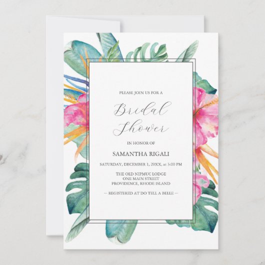 Tropical Bridal Shower Invitations Kaart (Voorkant)