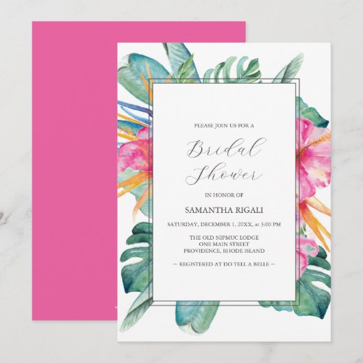 Tropical Bridal Shower Invitations Kaart (Voorkant / Achterkant)