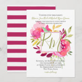 Tropical Brights Roos Square Lijst Monogram Kaart (Voorkant / Achterkant)