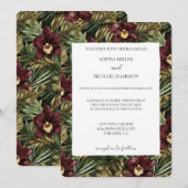 Tropical Burgundy Red Wine Orchid Floral Wedding Kaart (Voorkant / Achterkant)