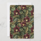 Tropical Burgundy Red Wine Orchid Floral Wedding Kaart (Achterkant)