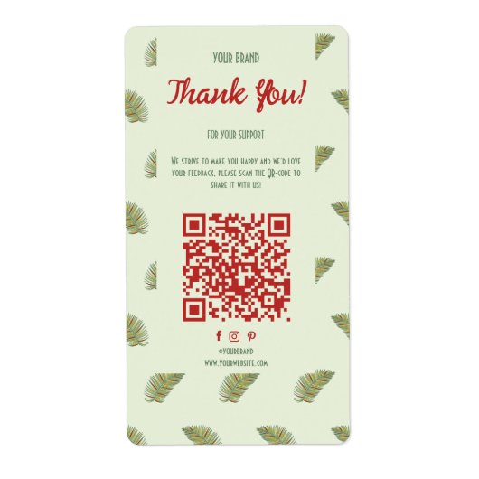 Tropical Business Dank u doos zegel label QR-code (Voorkant)