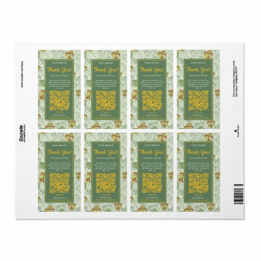 Tropical Business Dank u doos zegel label QR-code (Full Sheet)