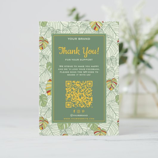 Tropical Business Dank u Orde Kaart w / QR-code (Staand voorkant)