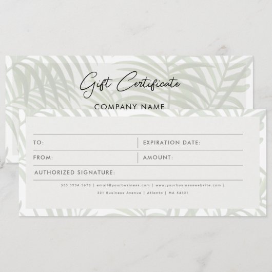 Tropical Business Logo Cadeaubon (Voorkant / Achterkant)