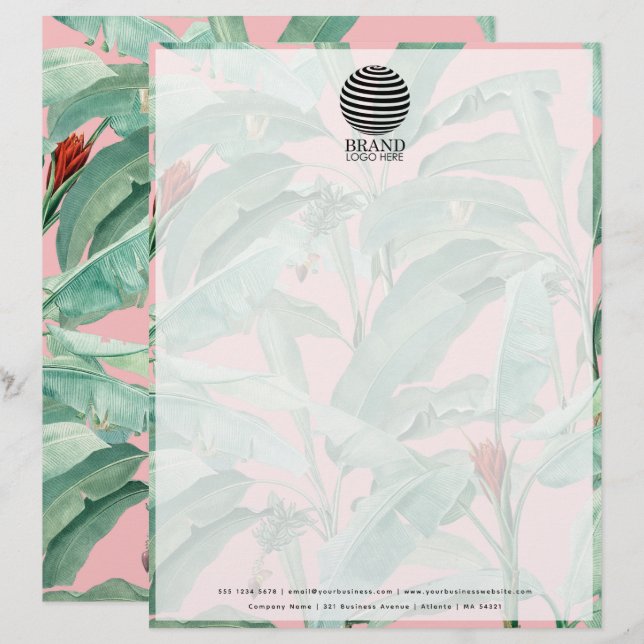 Tropical Business Logo Professional Letterhead Briefhoofd (Voorkant / Achterkant)