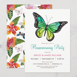 Tropical Butterfly Housewarming Party Uitnodiging