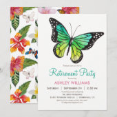 Tropical Butterfly Retirement Party Uitnodiging (Voorkant / Achterkant)