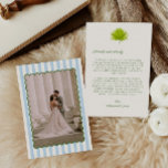 Tropical Cabana Striped Wedding Photo  Bedankkaart<br><div class="desc">Share your appreciation with this elegant photo wedding thank you card featuring a classic blue stripe background and a soft scalloped border framing your favorite wedding photo. The timeless coastal-inspired design highlights your picture beautifully while adding a touch of charm and texture. Perfect for beach weddings, nautical celebrations, or classic...</div>