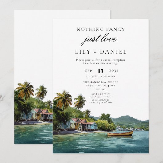 Tropical Caribbean Elopement Wedding Reception Kaart (Voorkant / Achterkant)