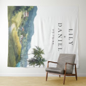 Tropical Caribbean Wedding Photo Backdrop Wandkleed (In Situ (horizontaal))