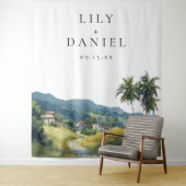 Tropical Caribbean Wedding Photo Backdrop Wandkleed (In situ)