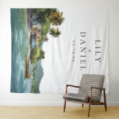 Tropical Caribbean Wedding Photo Backdrop Wandkleed (In Situ (horizontaal))