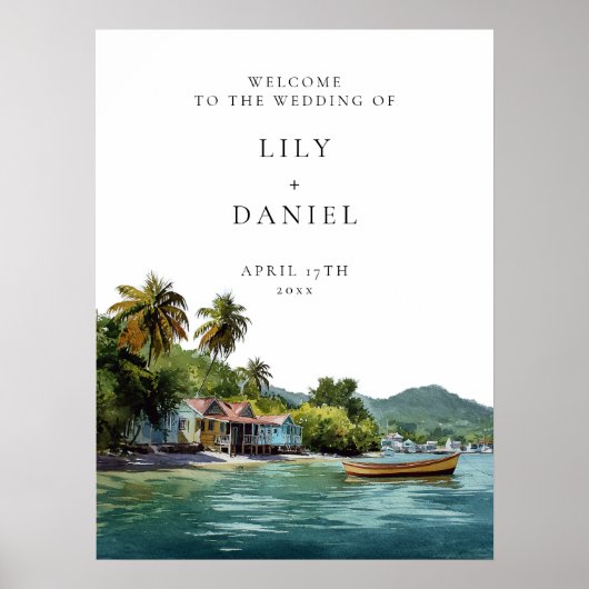 Tropical Caribbean Wedding Welcome Sign Poster (Voorkant)