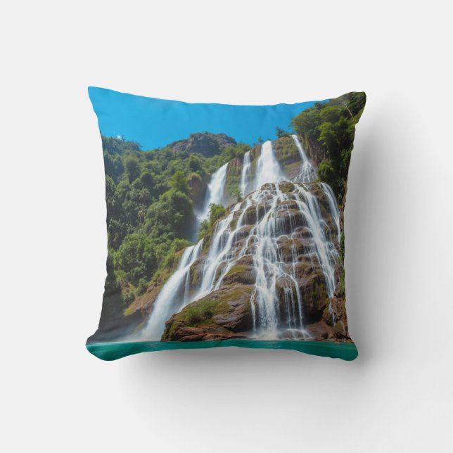 Tropical Cascade Comfort – Waterval Serenity Kussen (Voorkant)