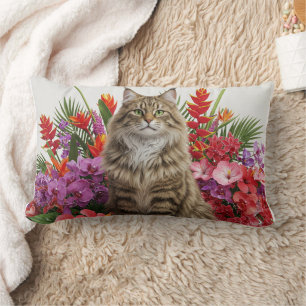 Tropical Cat Art Lumbar Pillow Design. Kussen