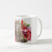 Tropical Cat Floral Keramische Mok Design. (Voorkant rechts)
