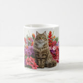 Tropical Cat Floral Keramische Mok Design. (Center)