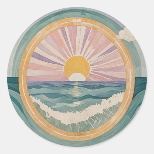 Tropical Celestial Shore Ronde Sticker (Voorkant)