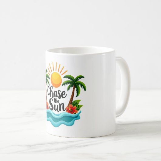 Tropical Chase the Sun Cartoon Summer Mug Koffiemok (Voorkant rechts)