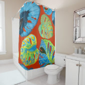 Tropical Chic: naadloos bladpatroon. Douchegordijn (In situ)