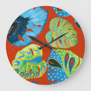 Tropical Chic: naadloos bladpatroon. Grote Klok