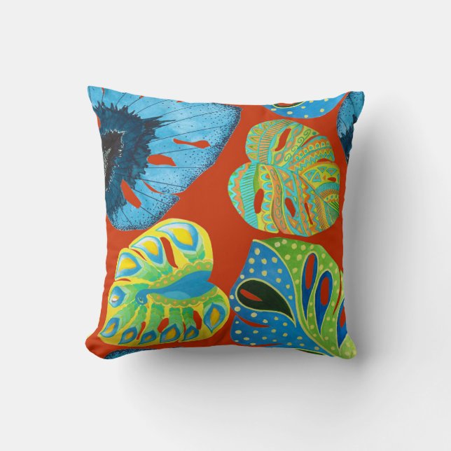 Tropical Chic: naadloos bladpatroon. Kussen (Voorkant)