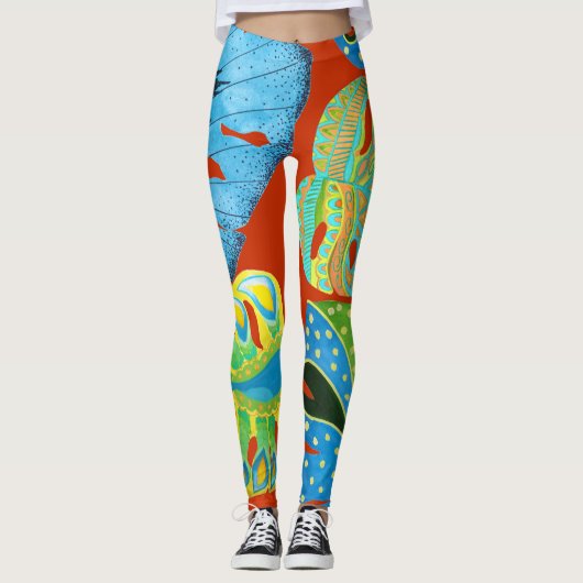 Tropical Chic: naadloos bladpatroon. Leggings (Voorkant)